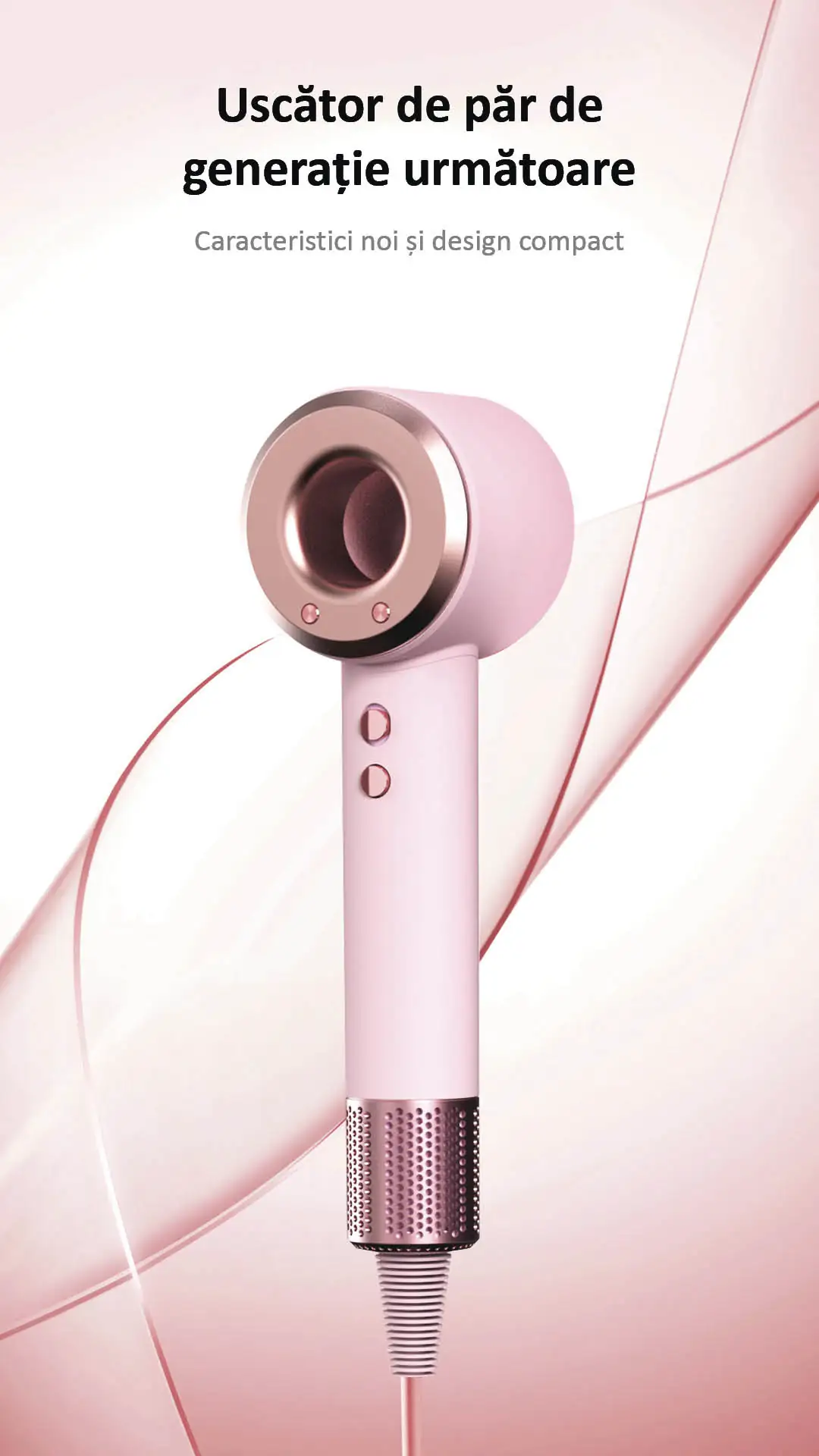 Uscătorul de păr Daiwall G5 de 1400 W de nouă generație cu ionizare, funcții noi și un design compact